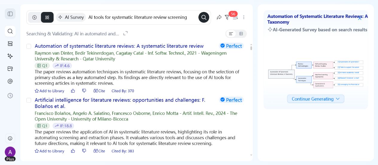 WisPaper search results for AI-assisted paper screening